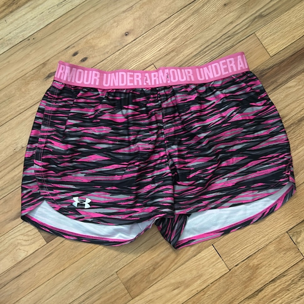 Under armour pink stripe patterned shorts